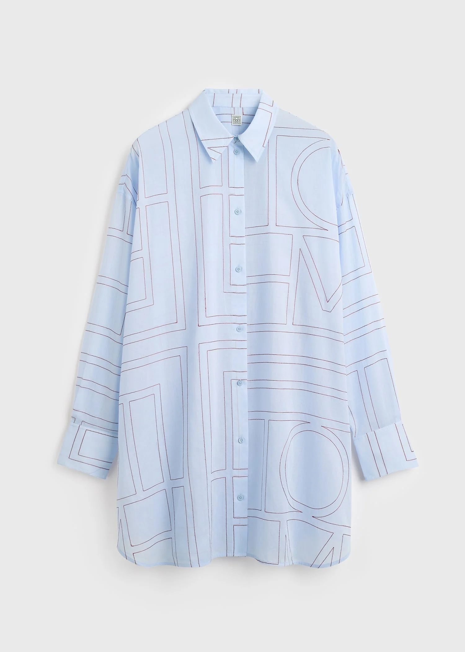 Long summer shirt sky/red - 1