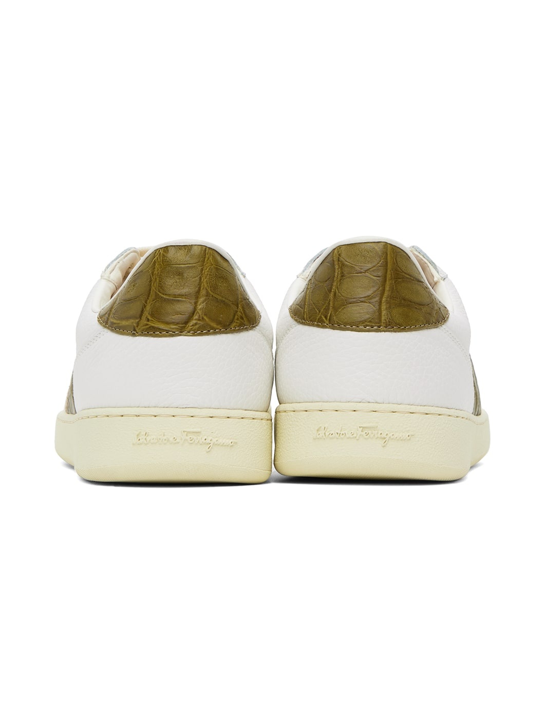 White & Taupe Logo Sneakers - 2