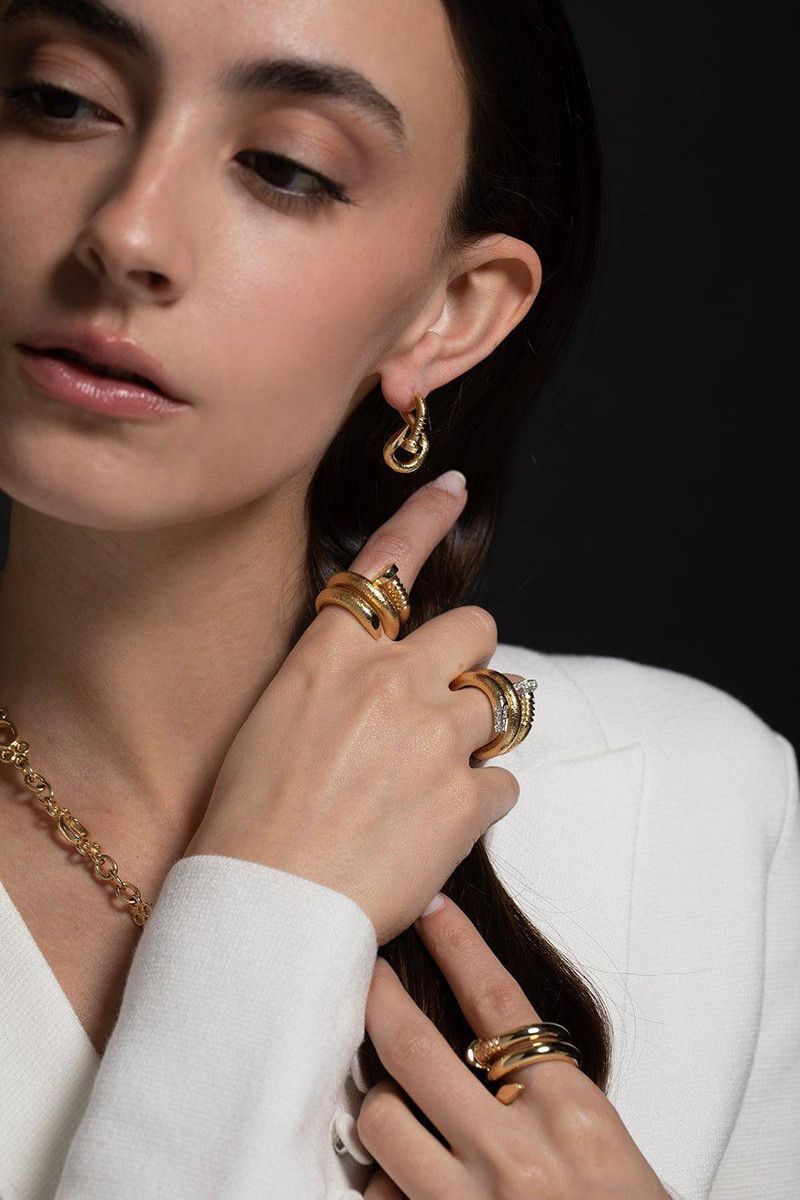 DAVID WEBB Diamond Hammered Nail Ring outlook