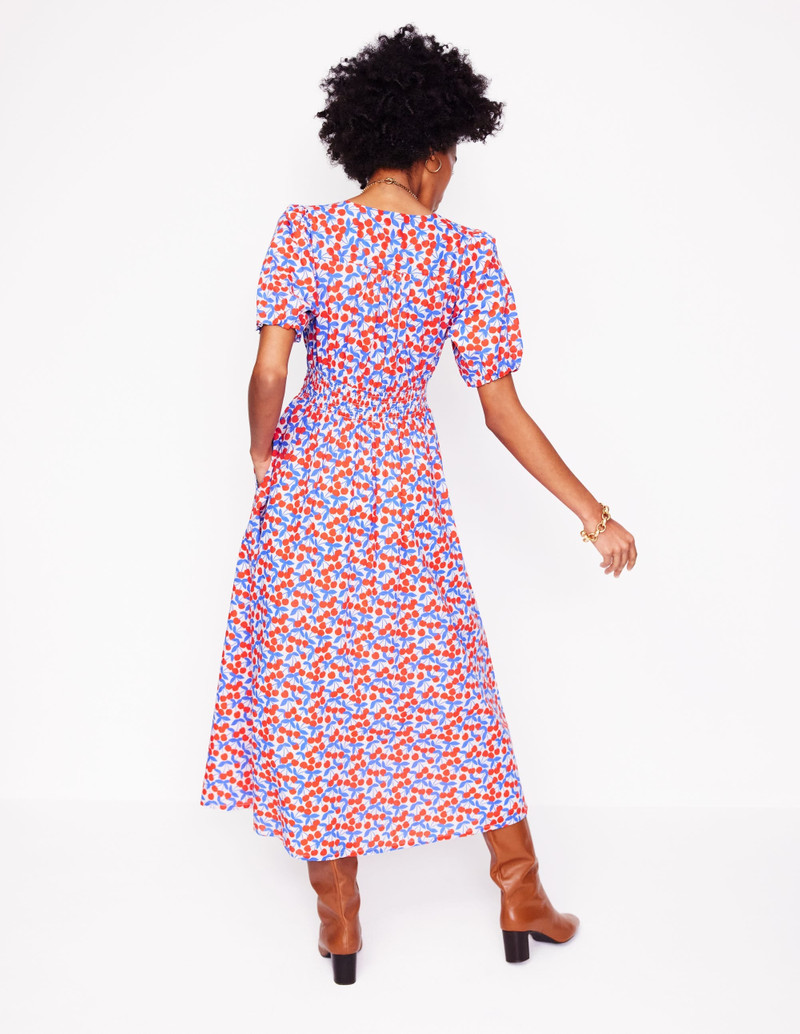 Lillian Cotton Midi Dress-Chalk Pink, Cherry Cascade 5
