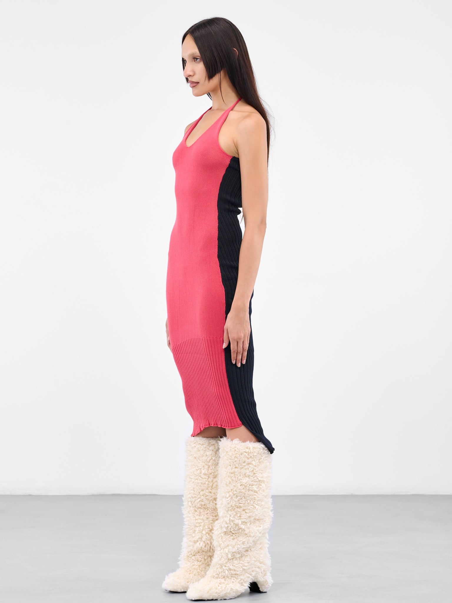 Asymmetric Rib Midi Dress - 2