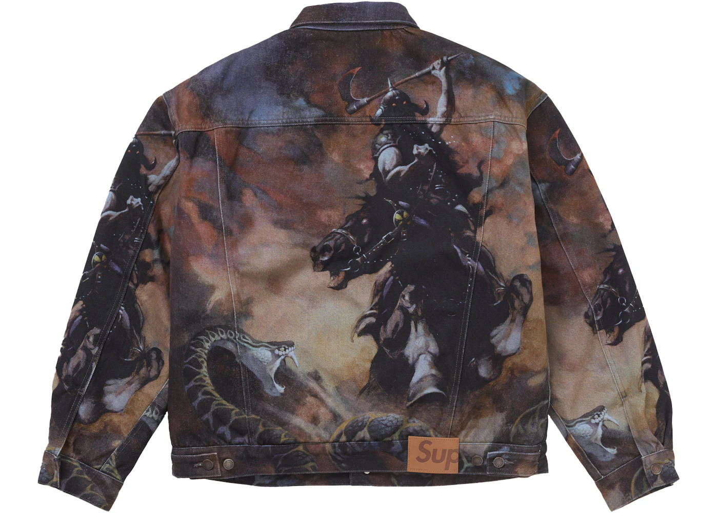 Supreme Frazetta Faux Shearling Lined Trucker Jacket Multicolor - 3