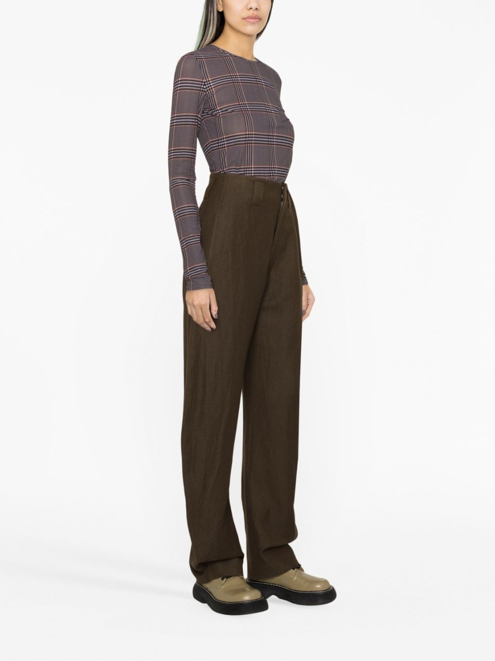 plaid-print long-sleeve T-shirt - 4