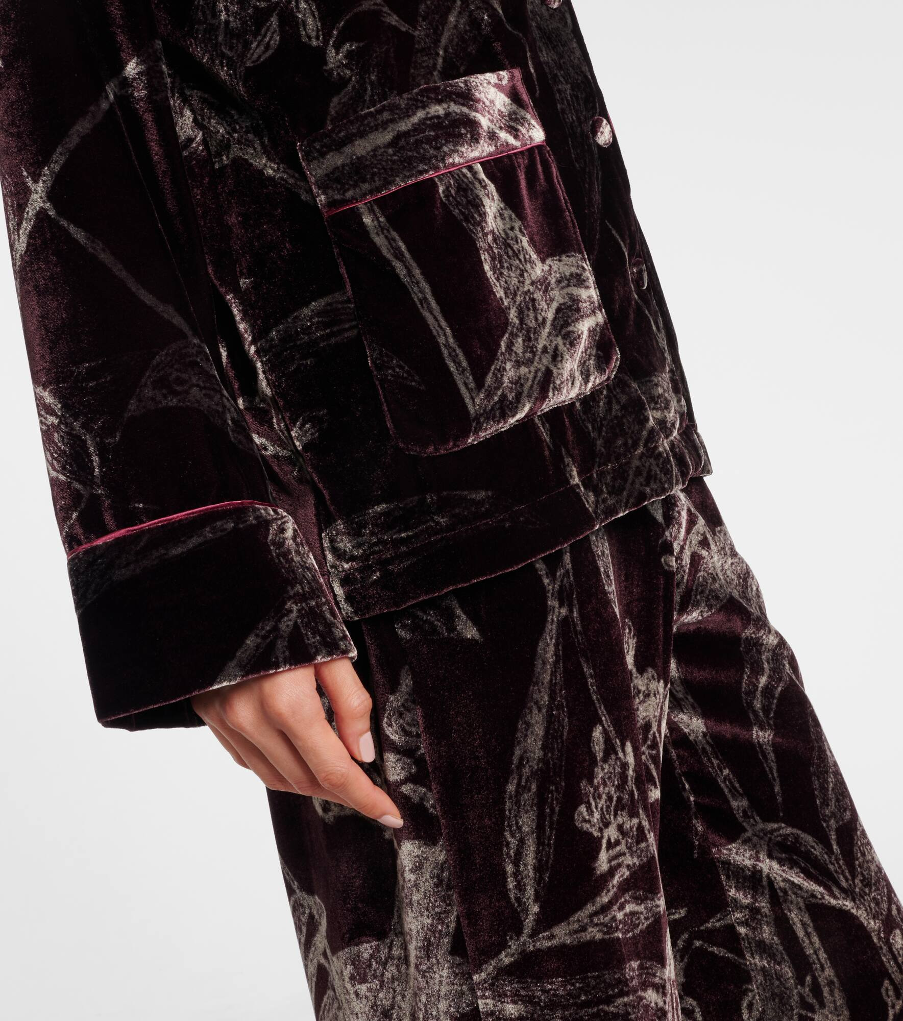 Floral satin pajama shirt - 5