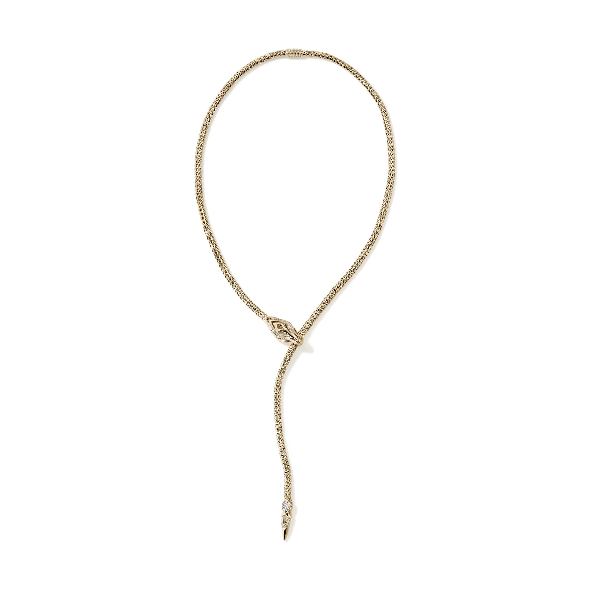 Naga Y Necklace, Gold, Diamonds, 4.4MM - 1