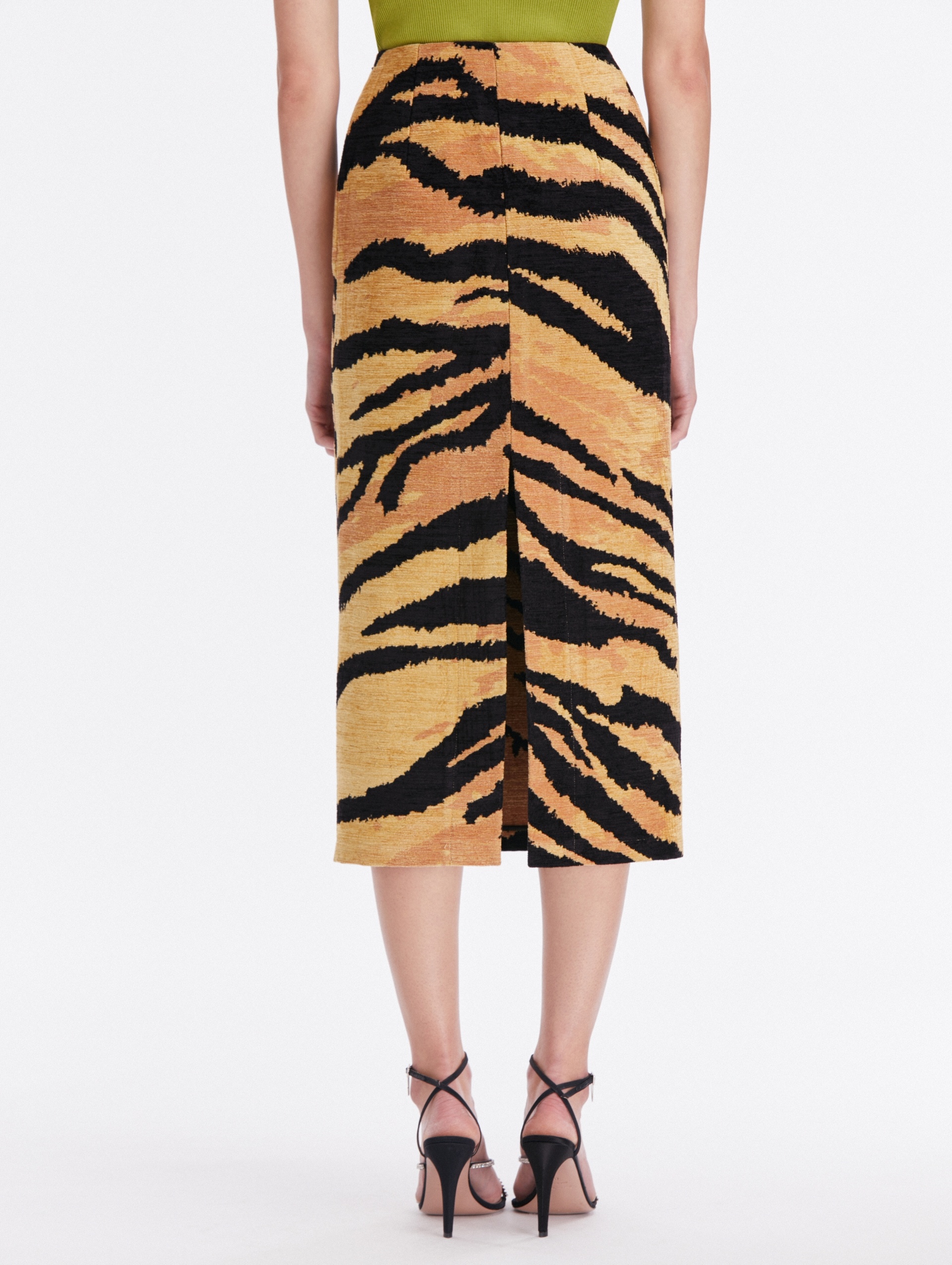 CHENILLE TIGER JACQUARD PENCIL SKIRT - 3