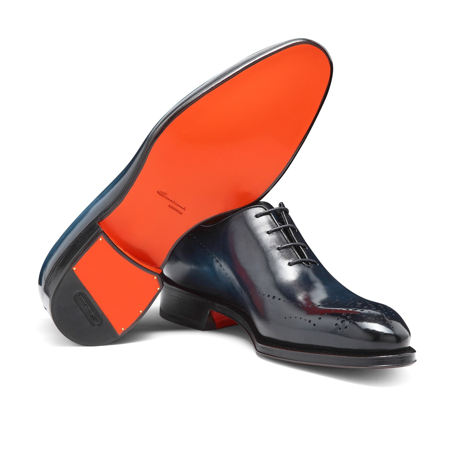 Men's blue leather Oxford brogue shoe - 3