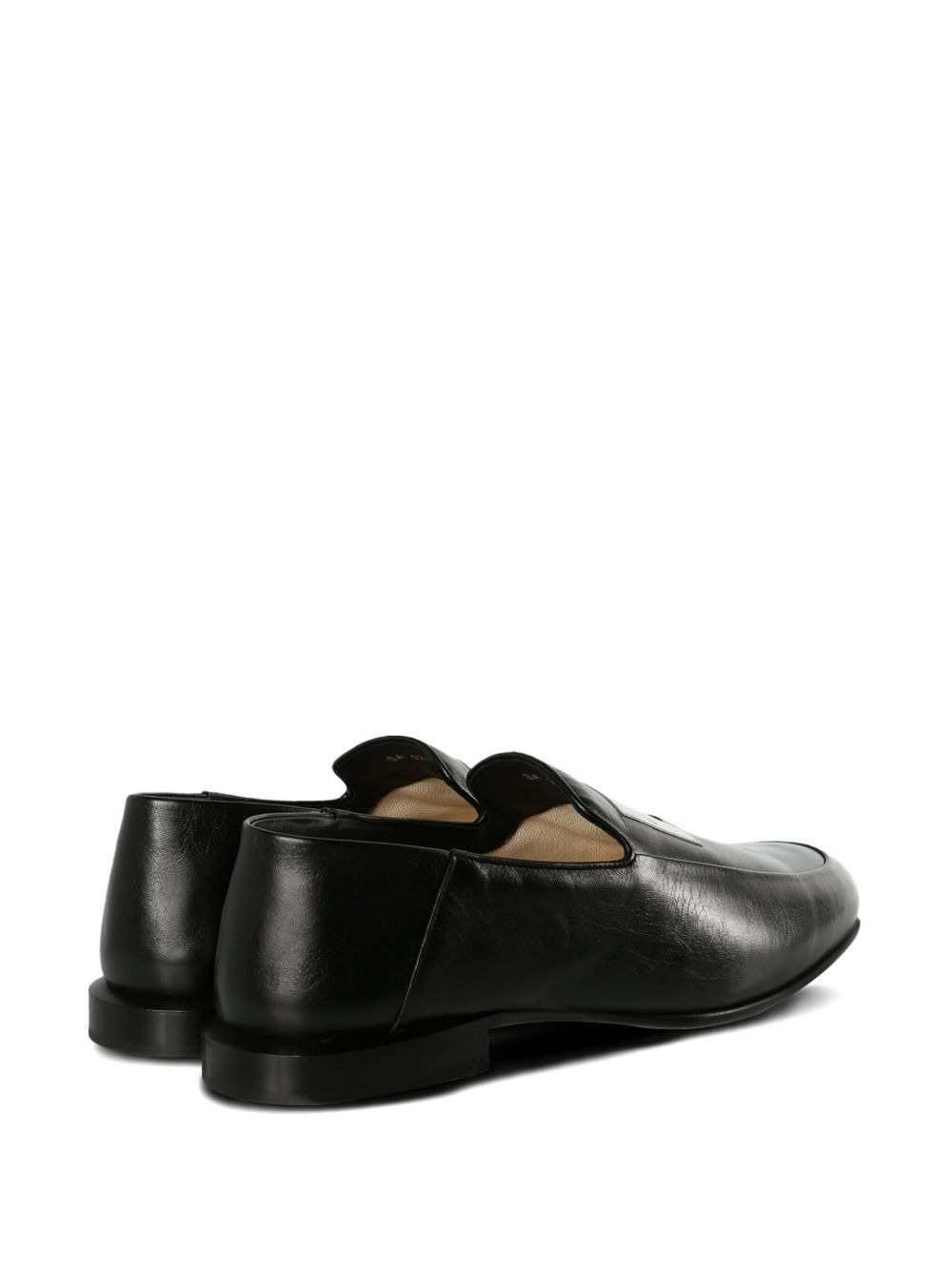 logo-label leather loafers - 3