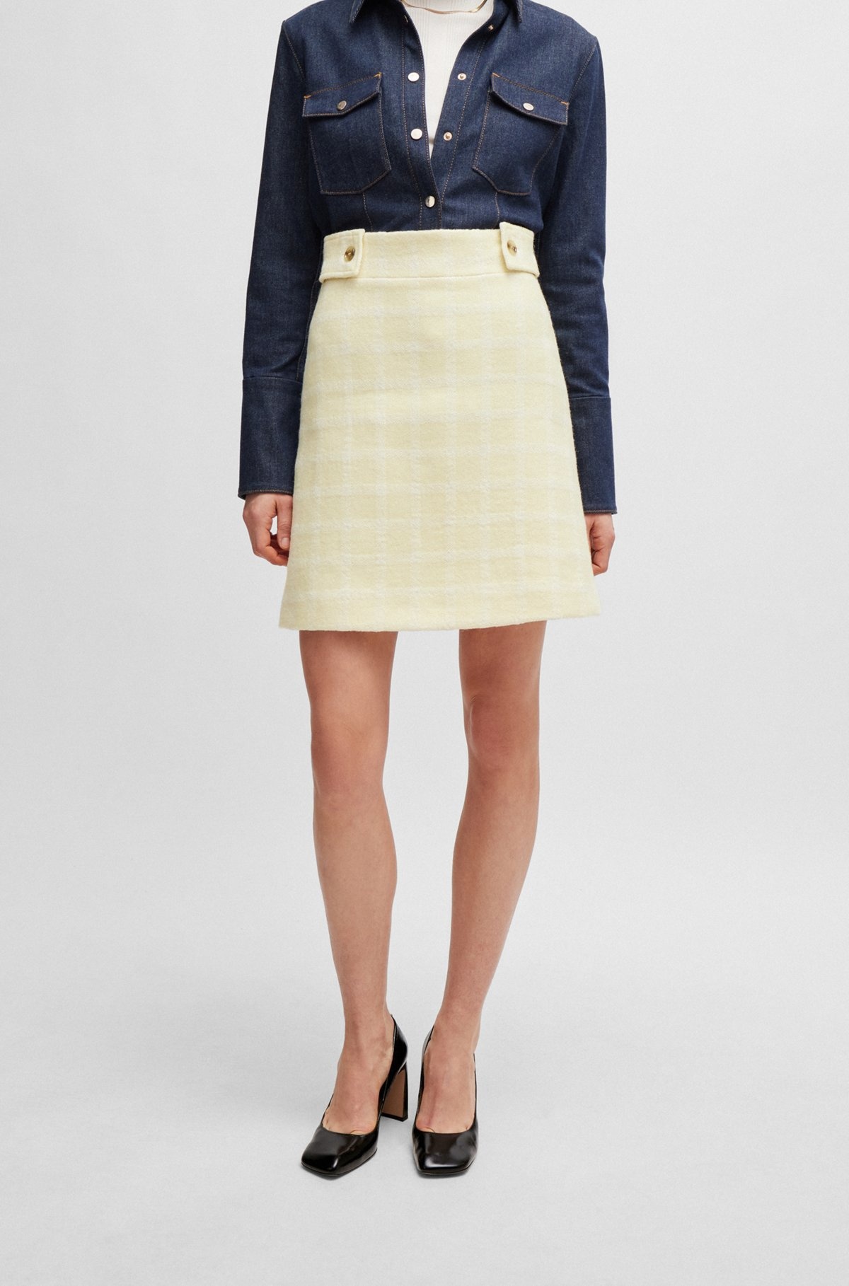 A-LINE SKIRT IN ITALIAN CHECKED FABRIC - 2