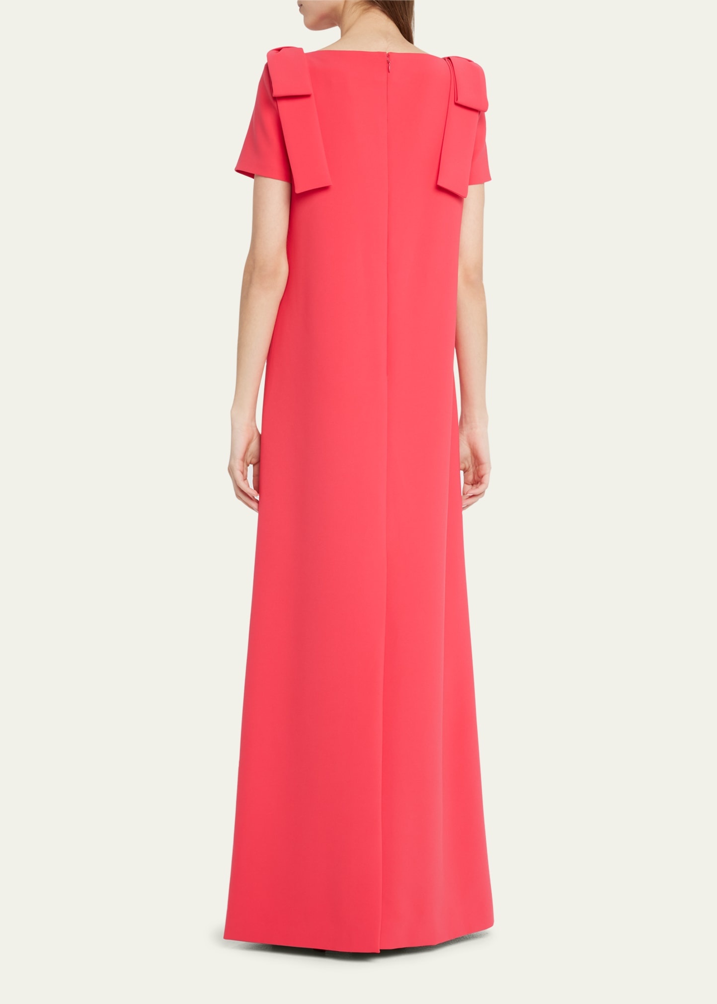 Shoulder Bow Crepe Column Gown - 3