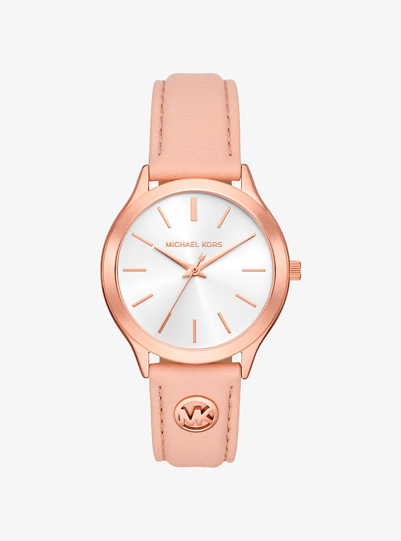 Slim Runway Rose Gold-Tone and Leather Watch - 1
