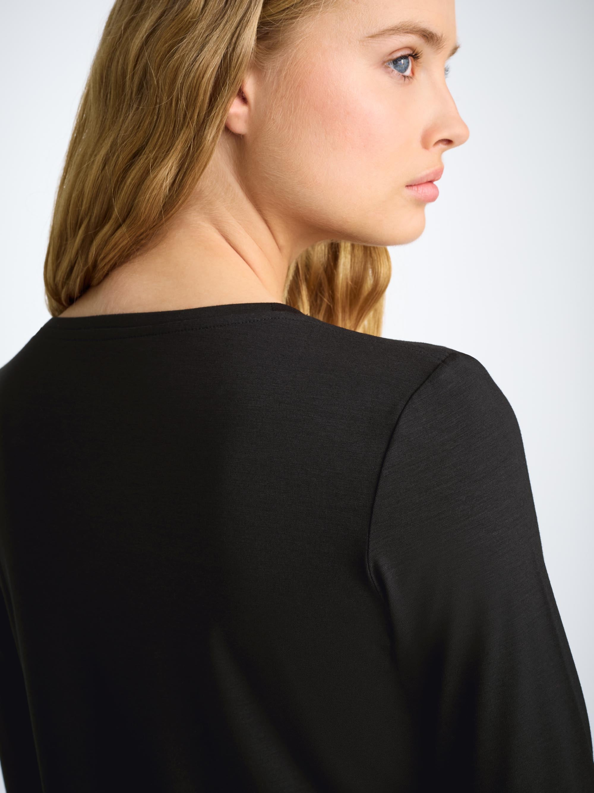 Women's Long Sleeve T-Shirt Lara Micro Modal Stretch Black - 6