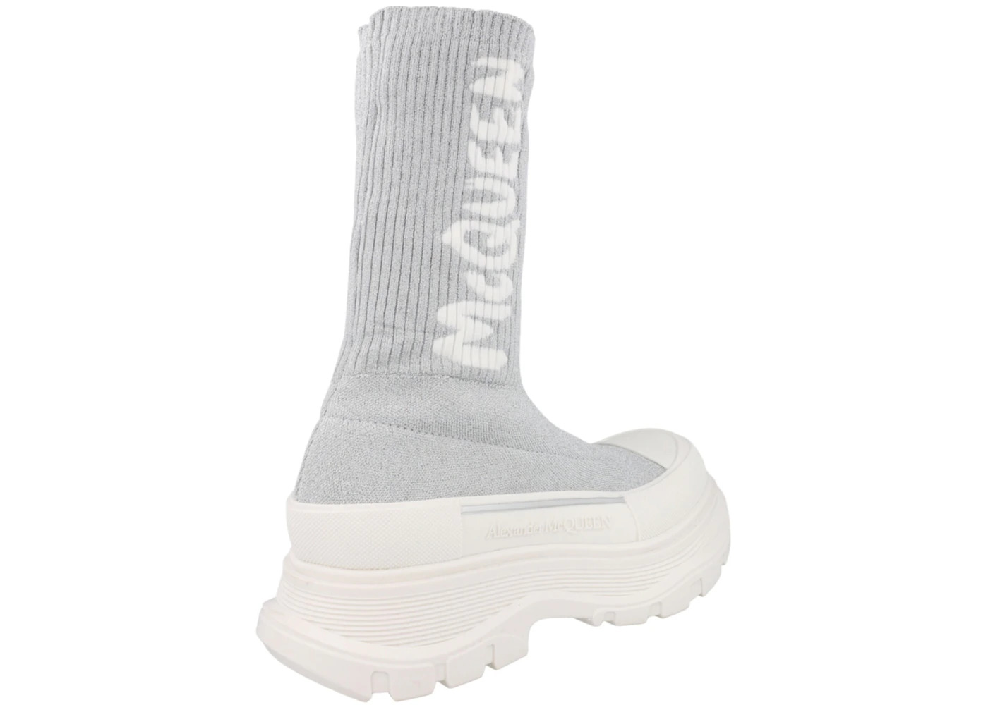 Alexander McQueen Logo Intarsia Chunky Sock Sneaker Grey White (Women's) - 3
