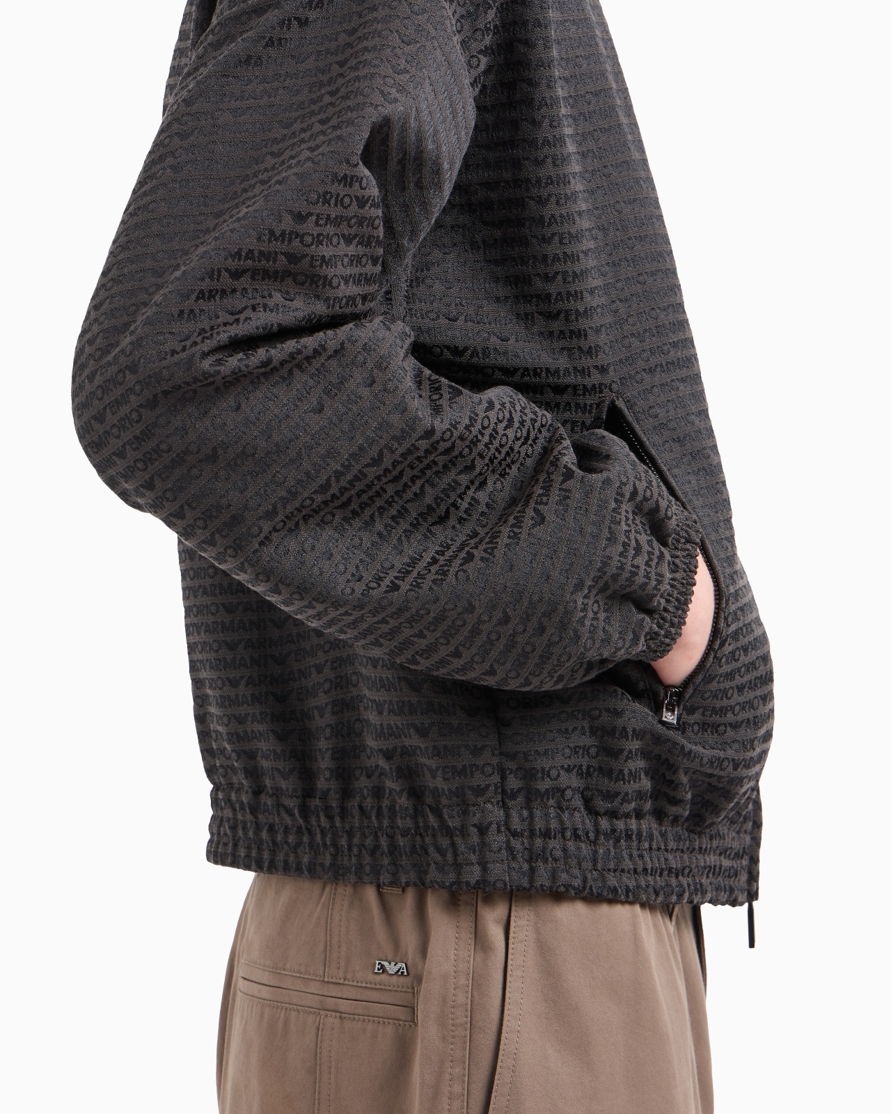 FULL ZIP BLOUSON IN ALL-OVER JACQUARD LETTERING FABRIC - 5