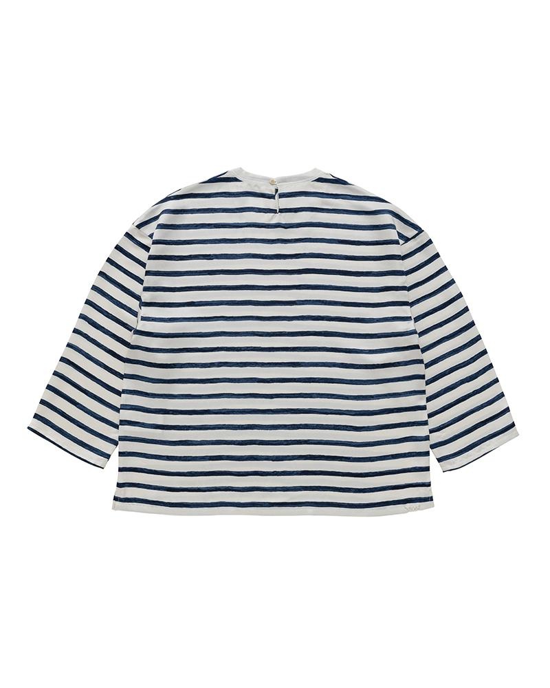 BORDER BLOUSE NAVY - 2