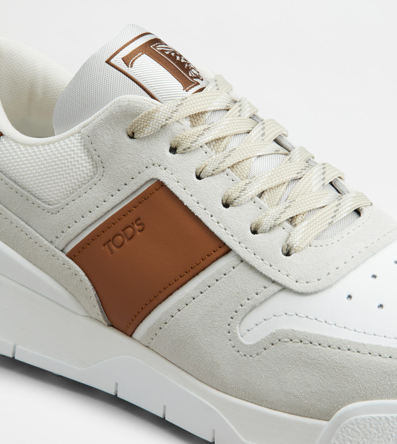 TOD'S SNEAKERS IN SUEDE AND SMOOTH LEATHER - WHITE, BROWN 6