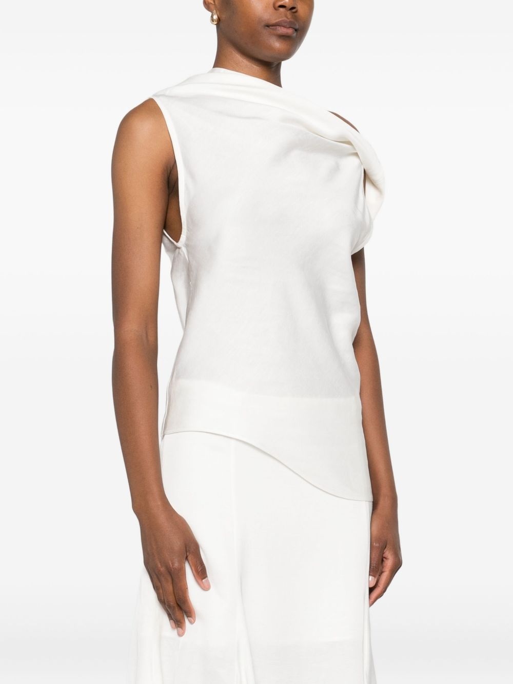asymmetric cown neck top - 3