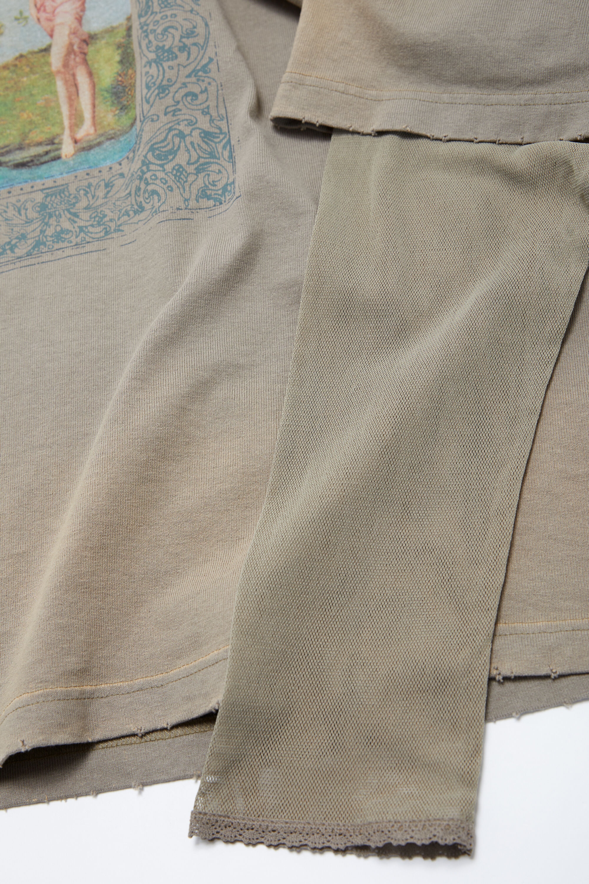 Layered print t-shirt - Mud Brown - 5