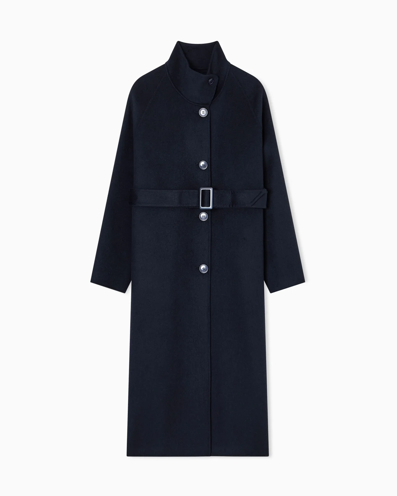 MOCK-NECK WOOL-BLEND COAT WITH MATCHING BELT - 1