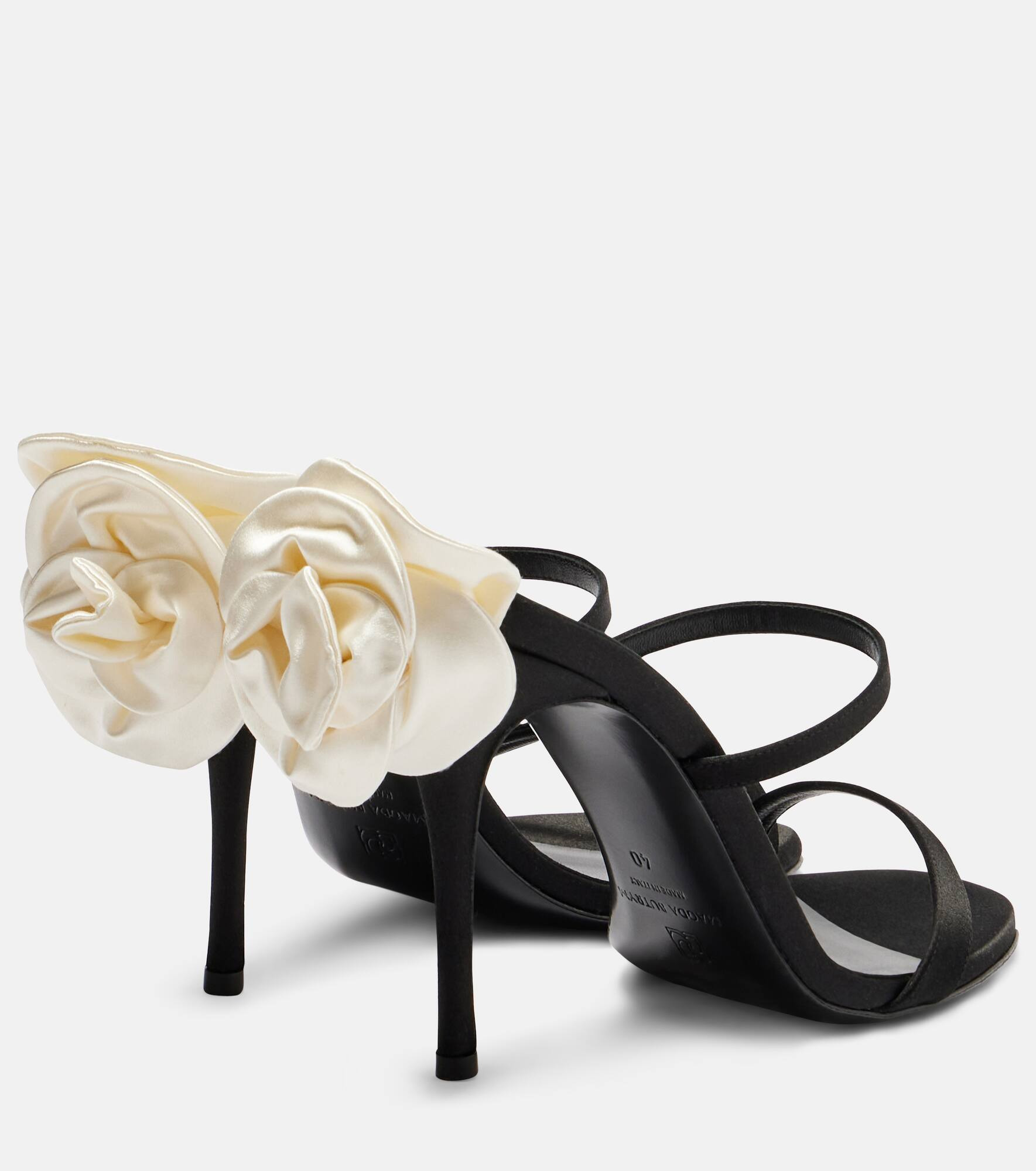 Floral-appliqué satin sandals - 2