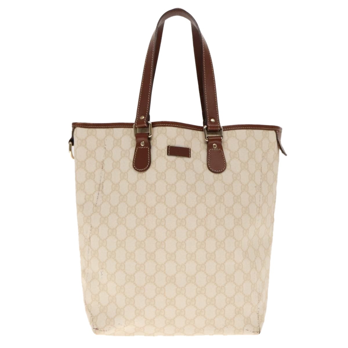 GUCCI GG Supreme Tote Bag Pvc Leather Gold White - 2