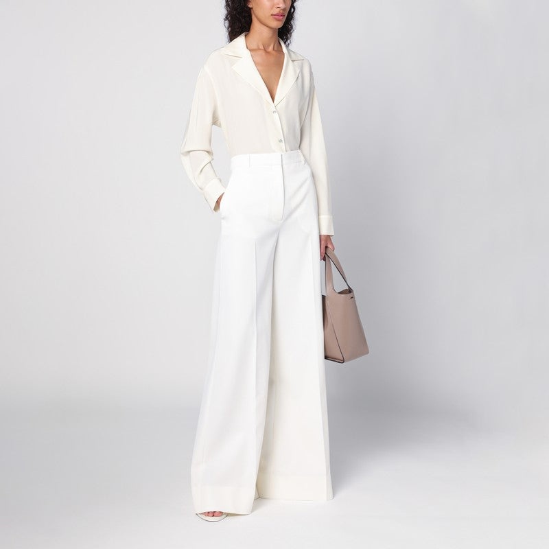 CREAM-COLOURED WOOL FLARED TROUSERS - 2