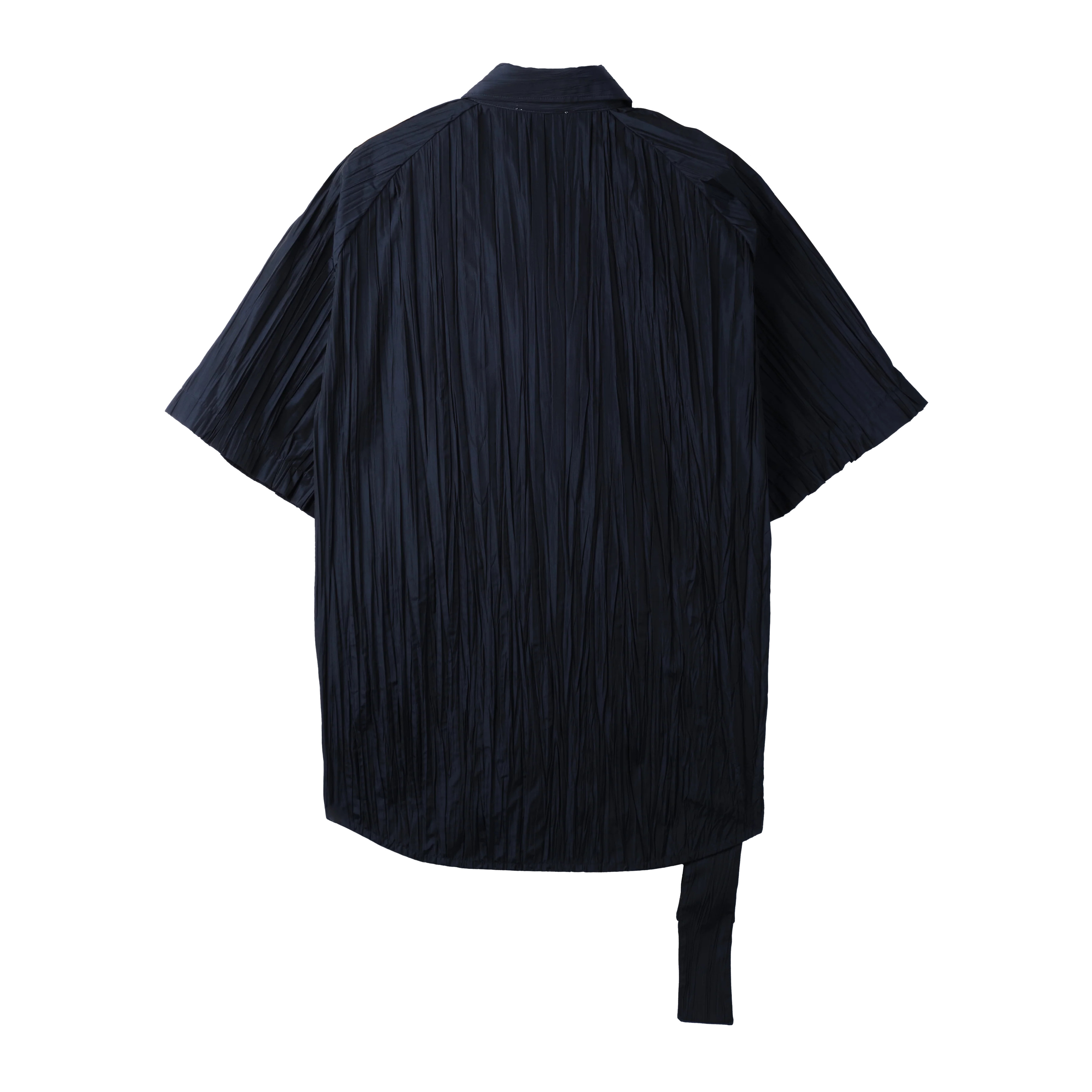 NAMACHEKO VEN CRINKLED SHORT SLEEVE SHIRT NAVY - 2