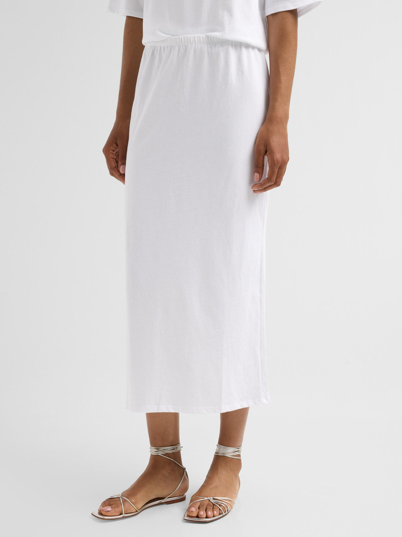 Women's Cotton Midi Skirt - White 4