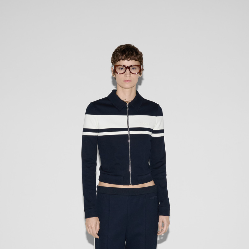 Cotton jersey jacket with embroidery 3