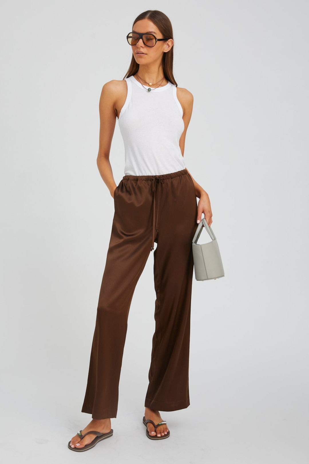 BROWN SILK KAUAI PANTS - 2