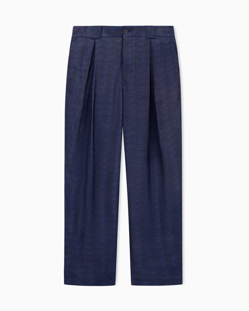 SINGLE-PLEAT TROUSERS IN A VISCOSE CHEVRON 1