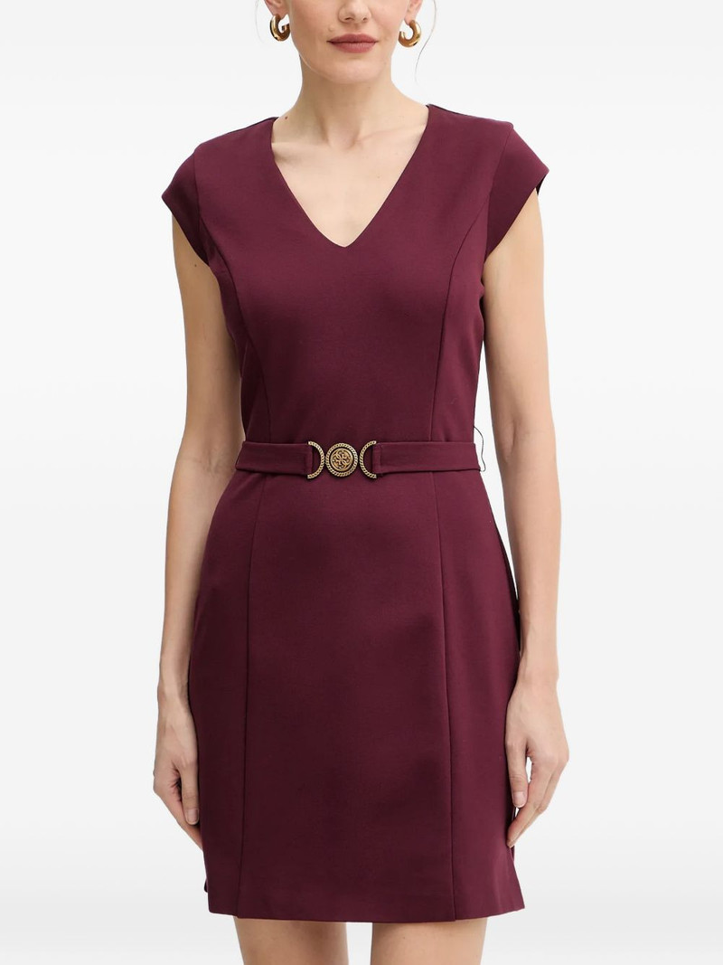 V-neck belted mini dress 1