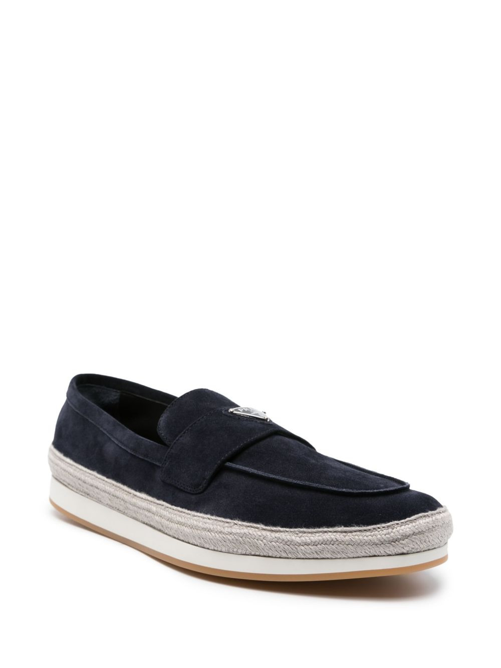 enamel triangle-logo suede loafers - 2