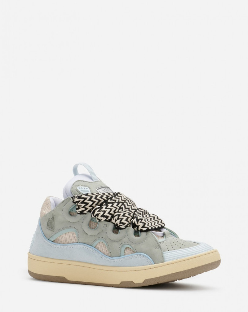 LEATHER CURB SNEAKERS - 1