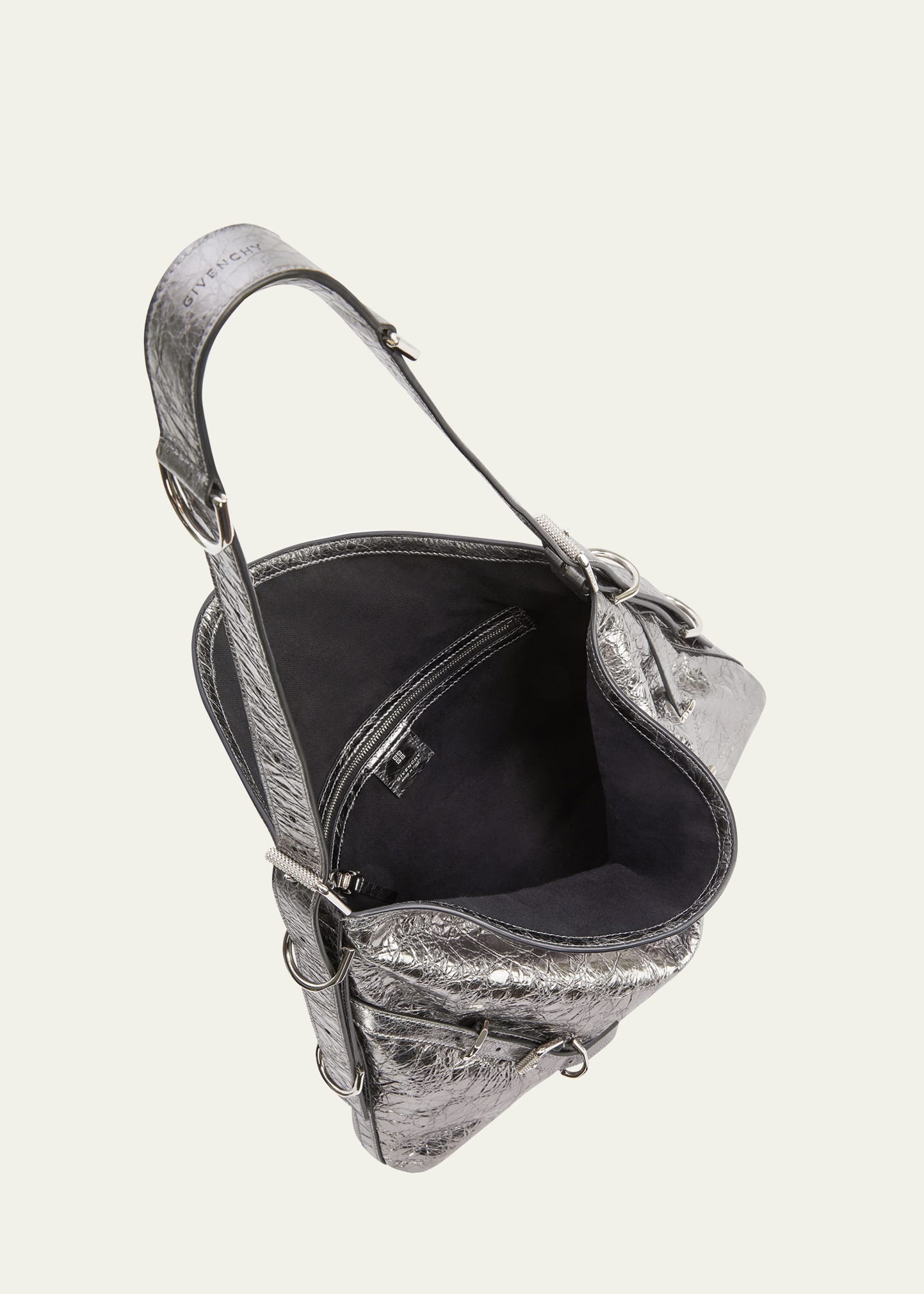 Voyou Medium Metallic Leather Shoulder Bag - 4