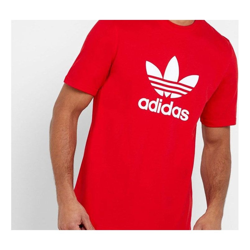 adidas originals Classic Large Logo Printing Short Sleeve Red EJ9678 - 1