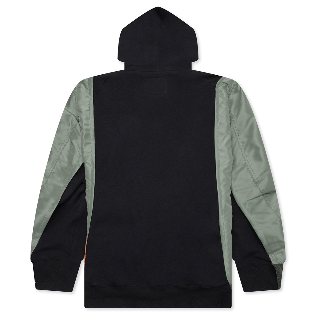 NYLON TWILL X SPONGE SWEAT HOODIE - NAVY/KHAKI - 2