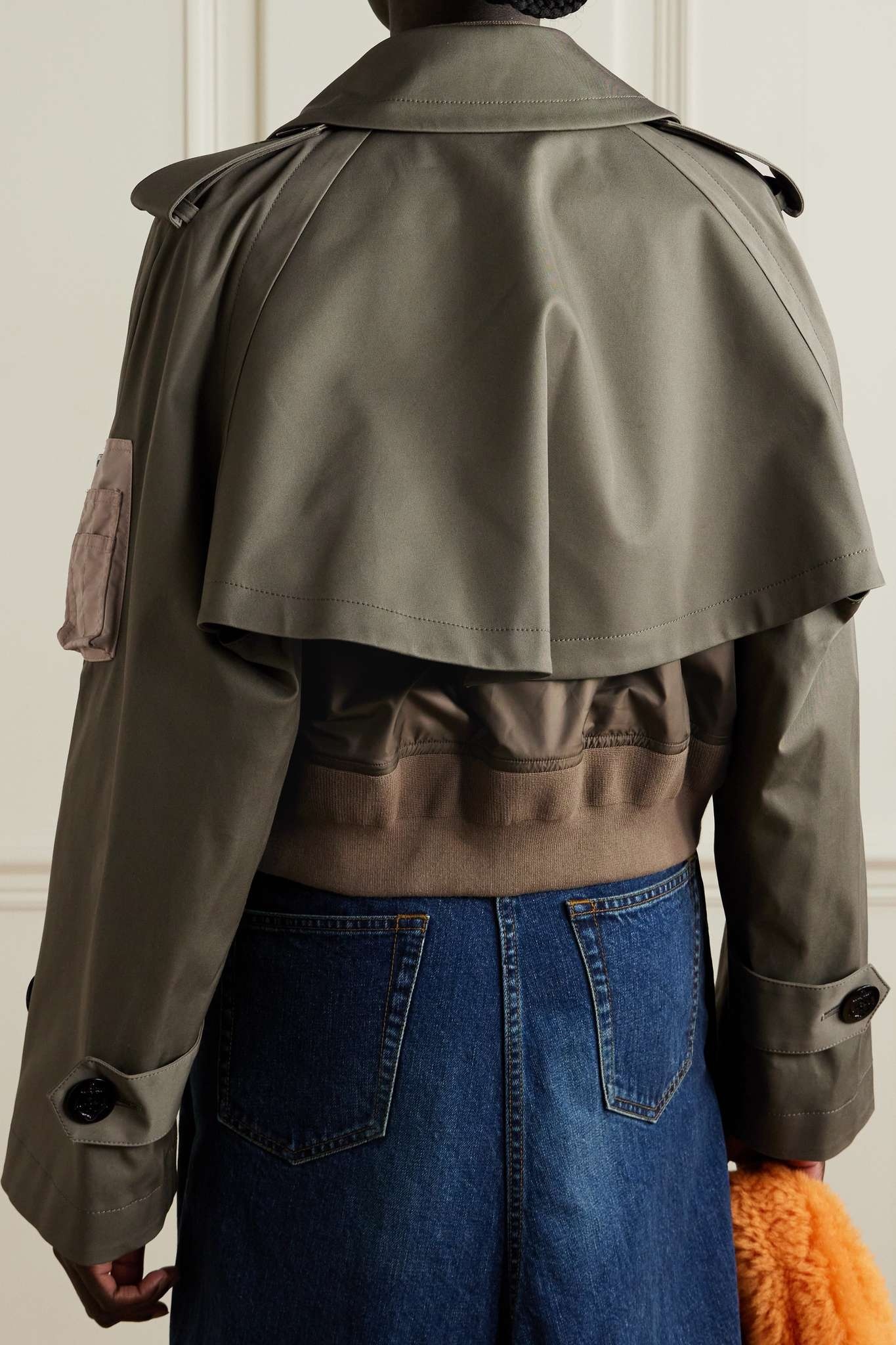 Layered cotton-blend gabardine and shell bomber jacket - 4