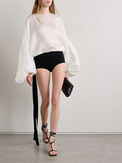 Ann Demeulemeester Xana buckled fringed stretch-crepe shorts outlook