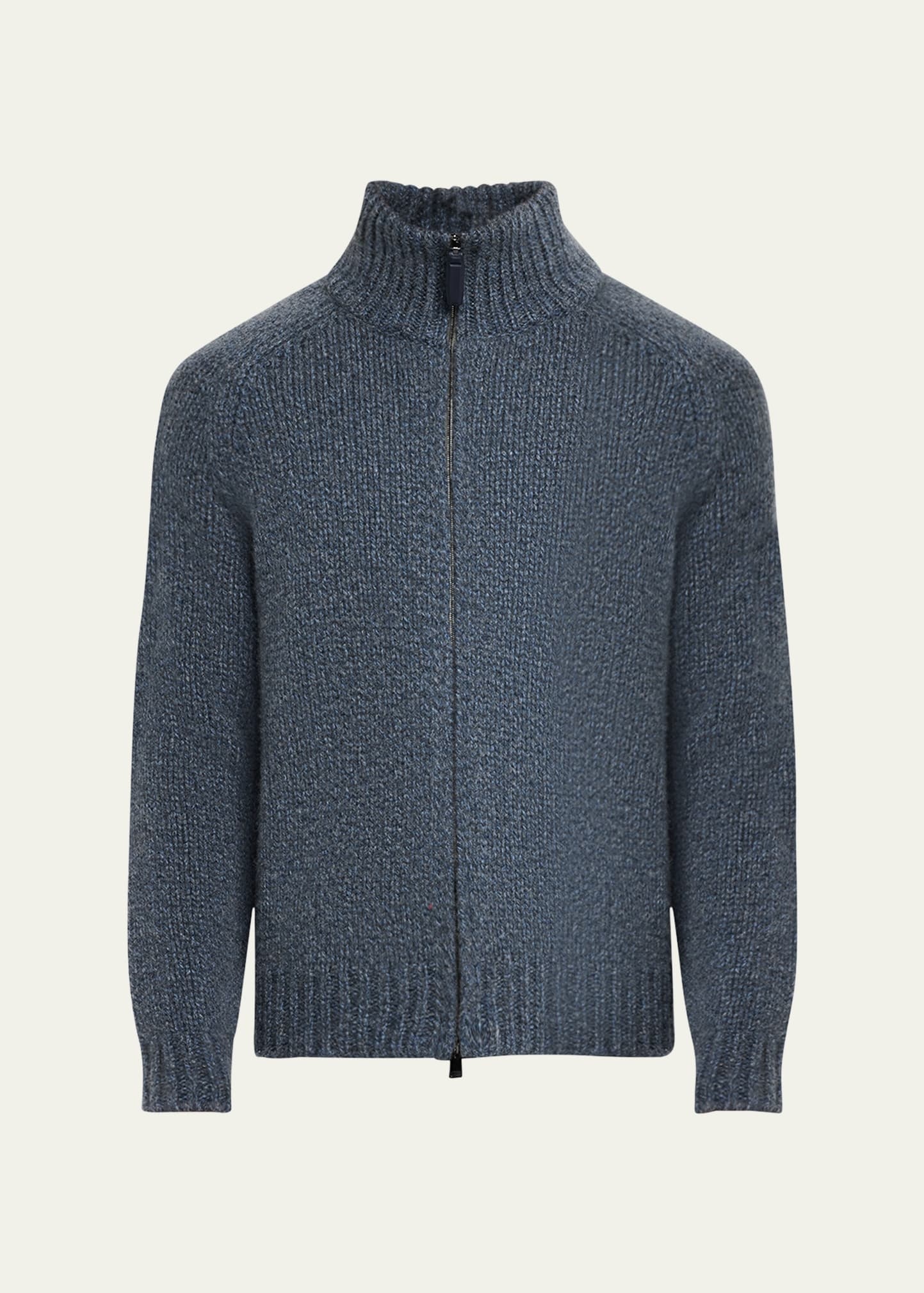 Men's Cashmere Mouline Zip Sweater - 1