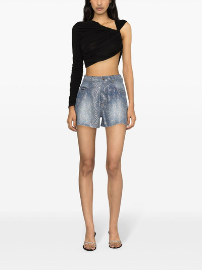 VERSACE JEANS COUTURE snakeskin-effect denim shorts outlook