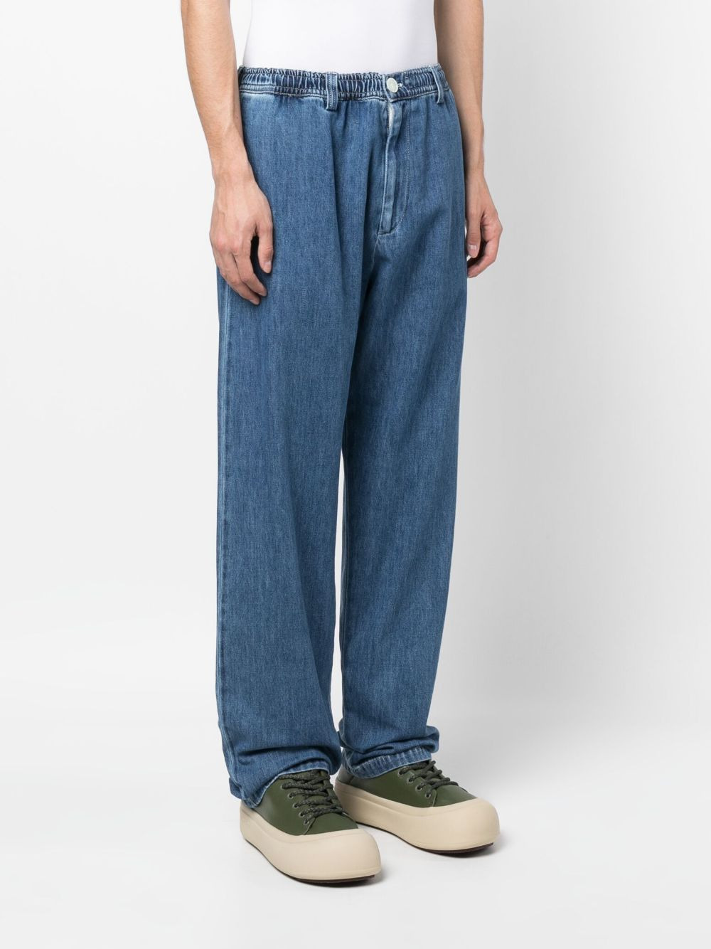 elasticated-waistband straight-leg jeans - 3