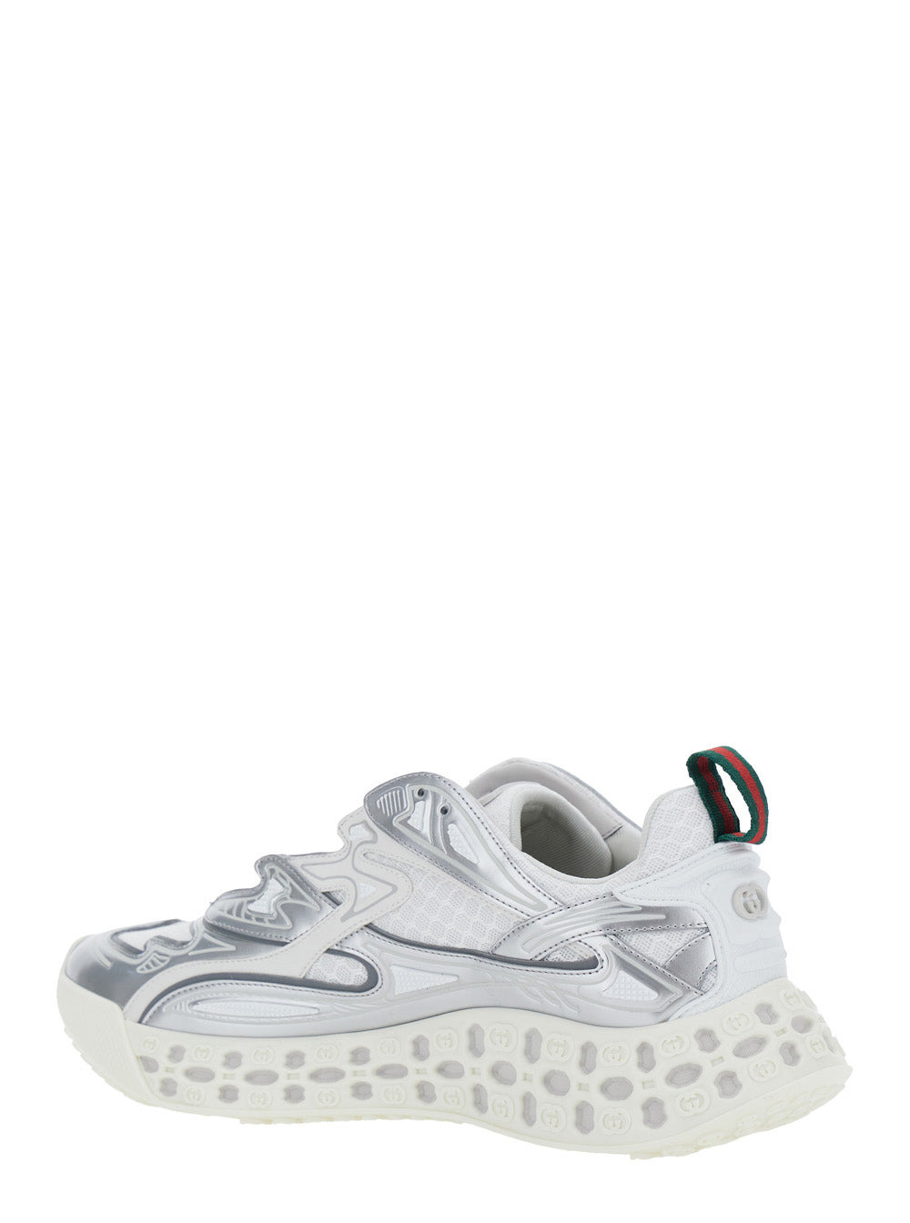 Gucci Men 'Cube 3D' Metallic Sneakers With Web Pull-Tab On The Heel And All-Over 3D Effect Gg Logo I - 3