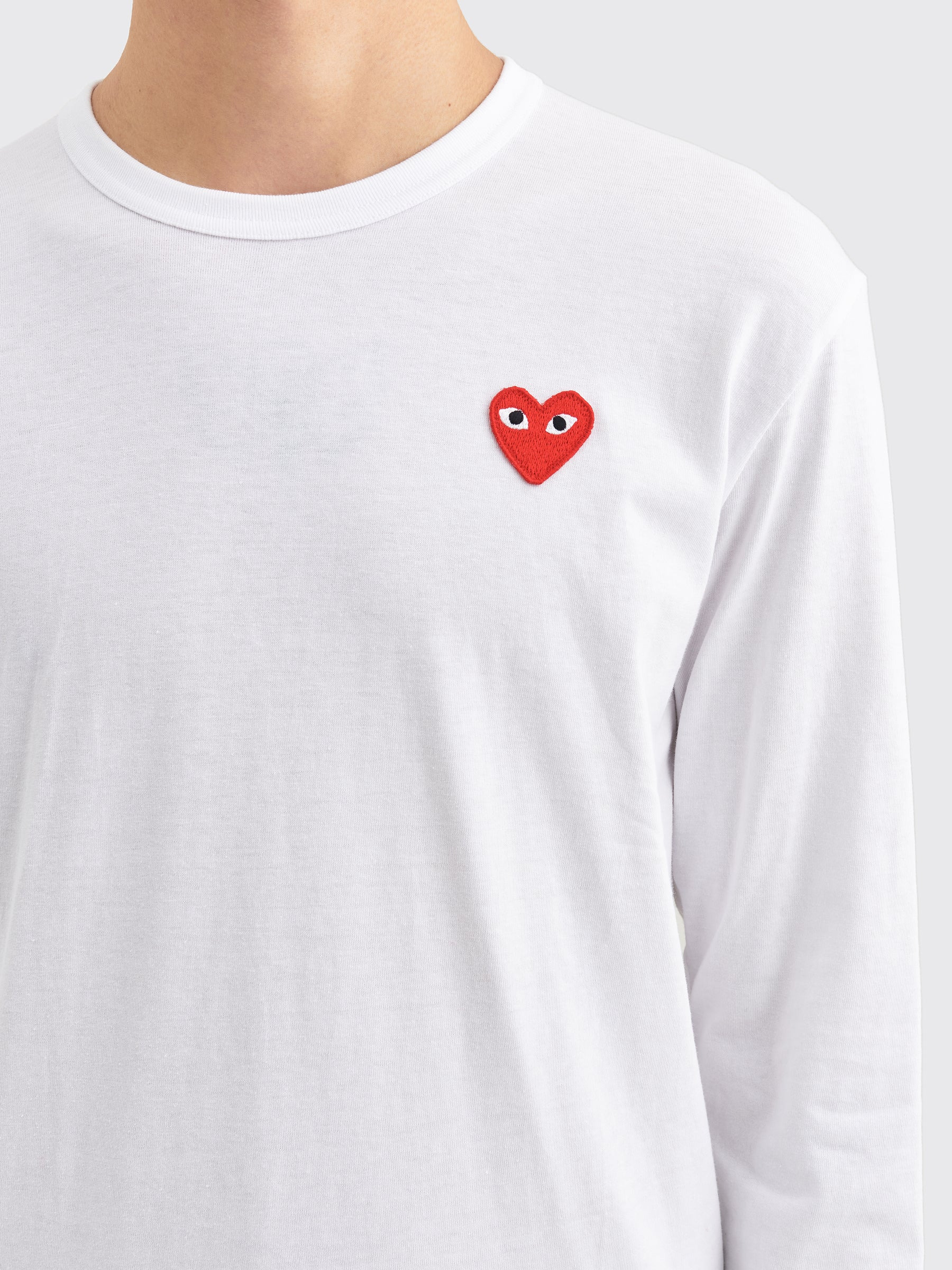 COMME DES GARÇONS PLAY SMALL HEART LS T-SHIRT WHITE RED - 5
