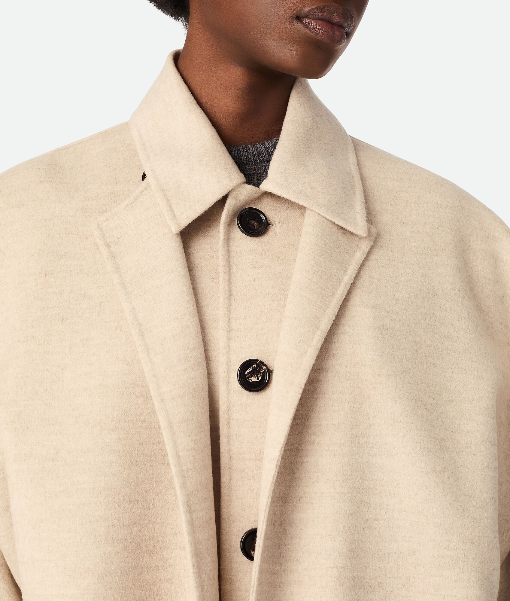 Double Wool And Cashmere Short Coat - 5