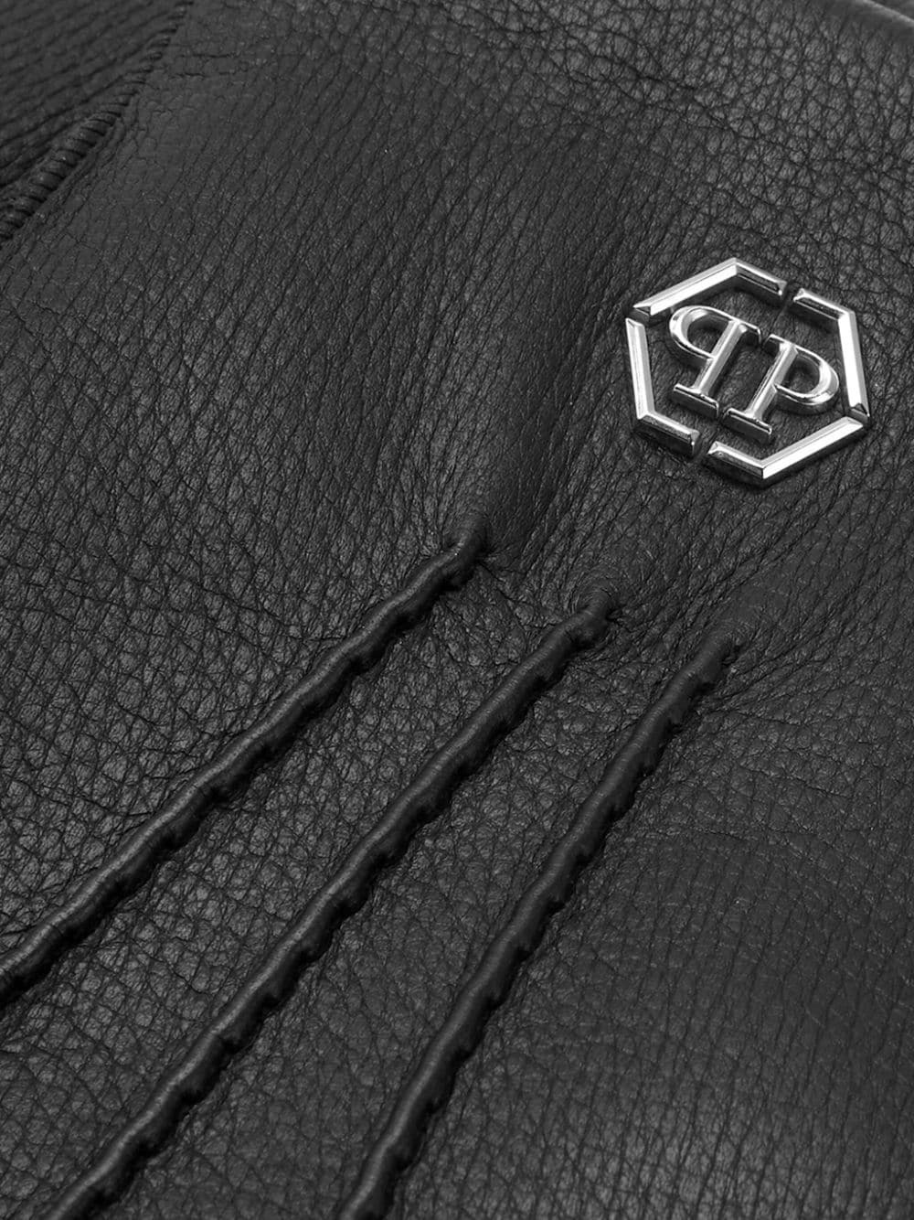 appliquÃ©-logo leather gloves - 2