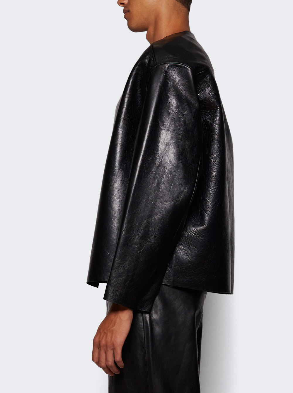 Minimal Leather Jacket Black - 3