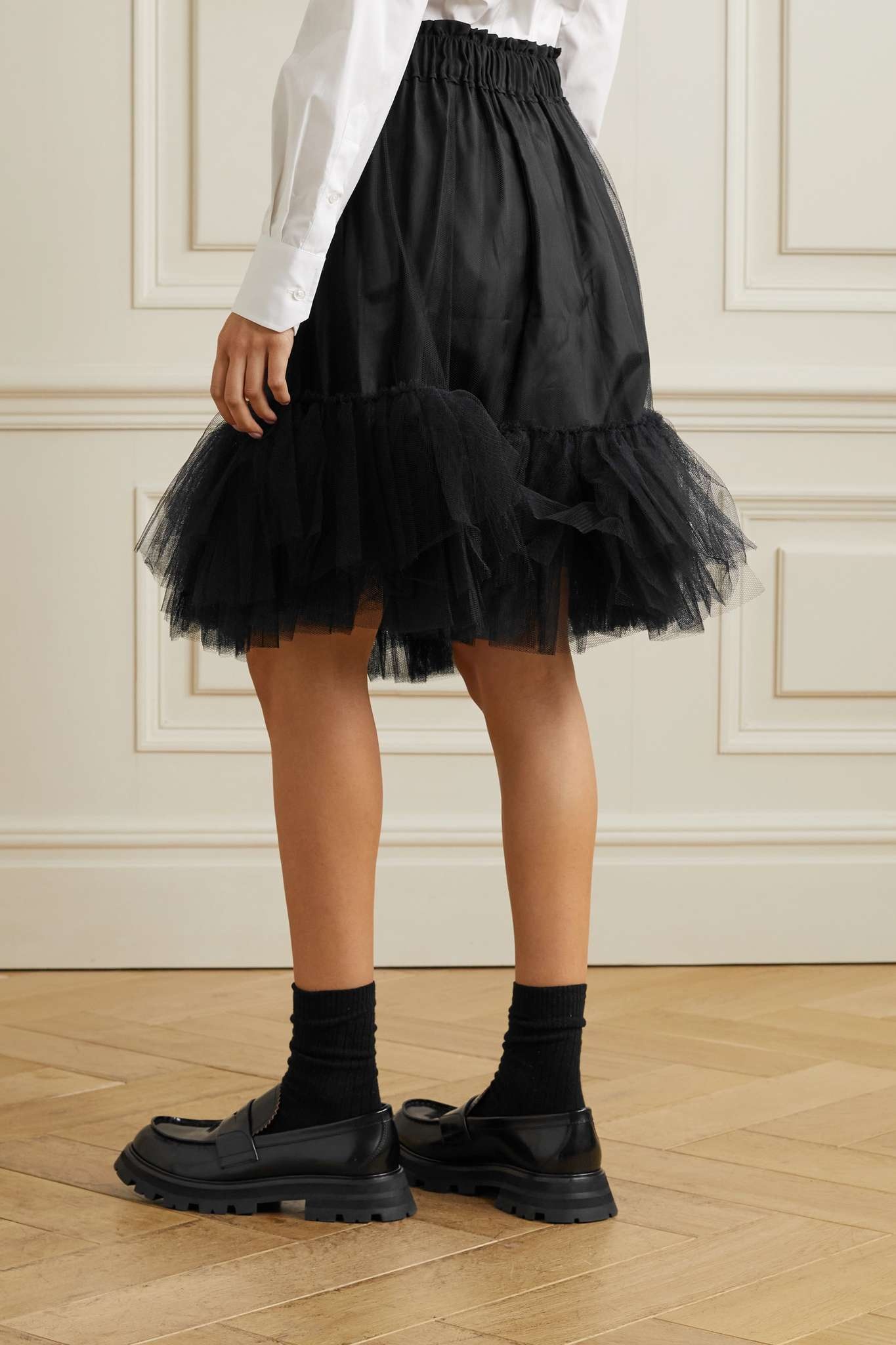 Layered tulle and silk mini skirt - 4