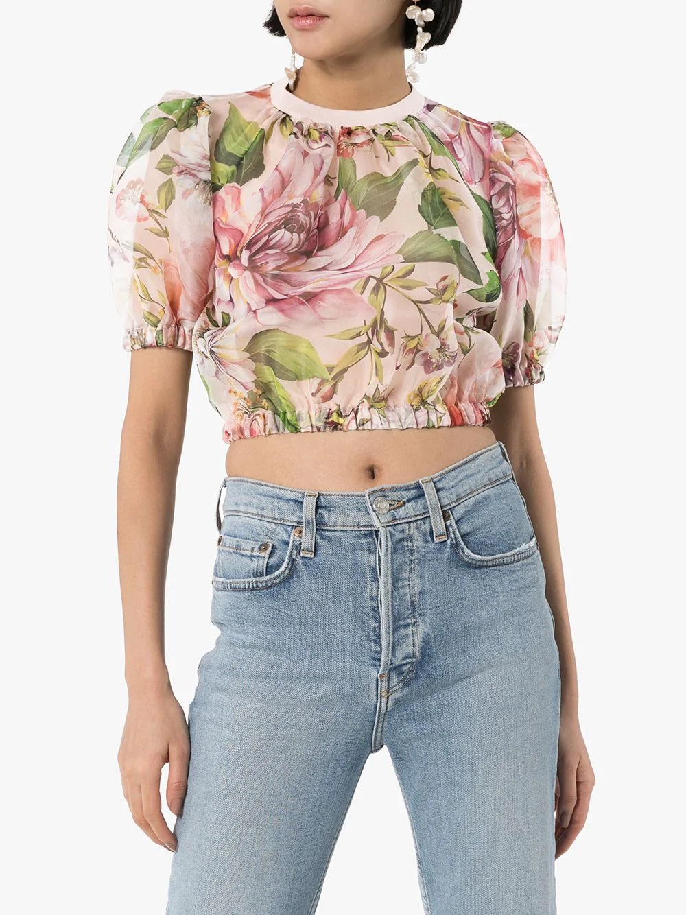 floral-print crop top - 3