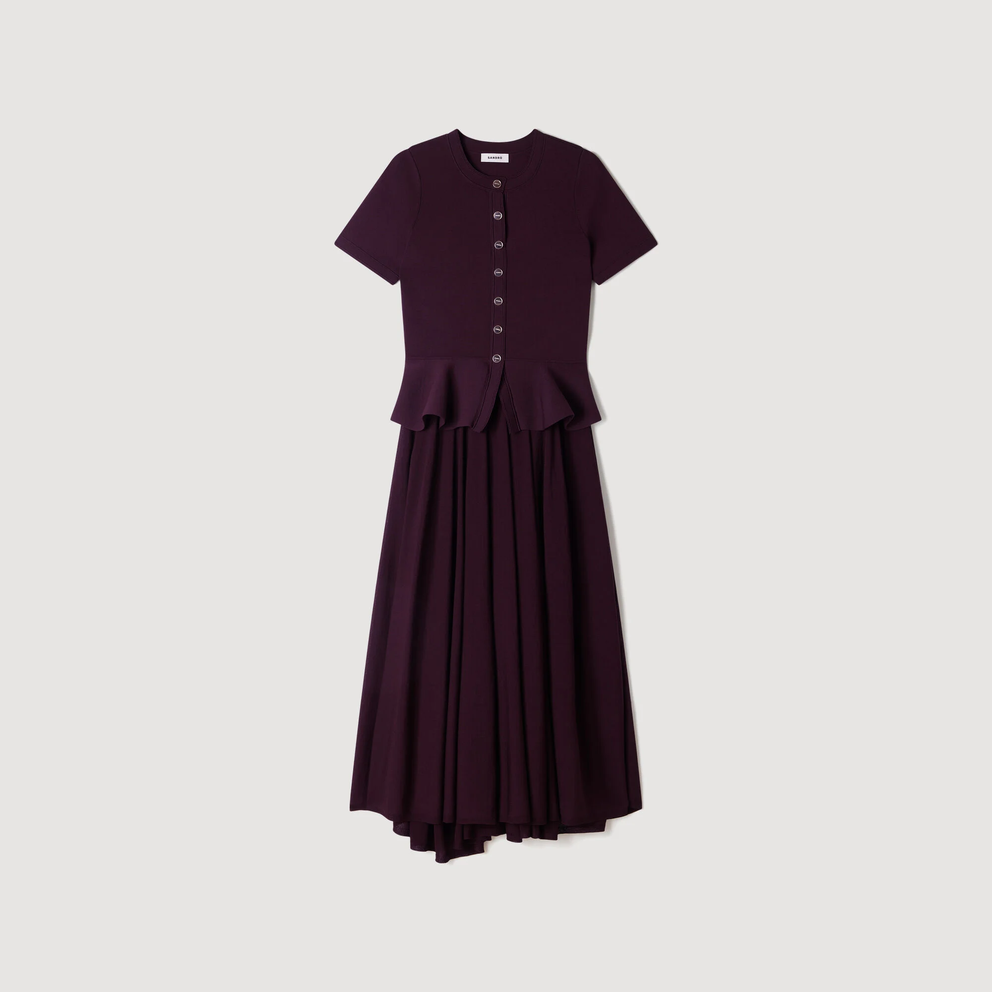 KNIT MAXI DRESS WITH PEPLUM - 1